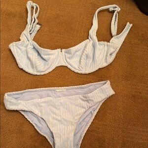 Seafolly Blue Bikini Set with Ribbed Texture